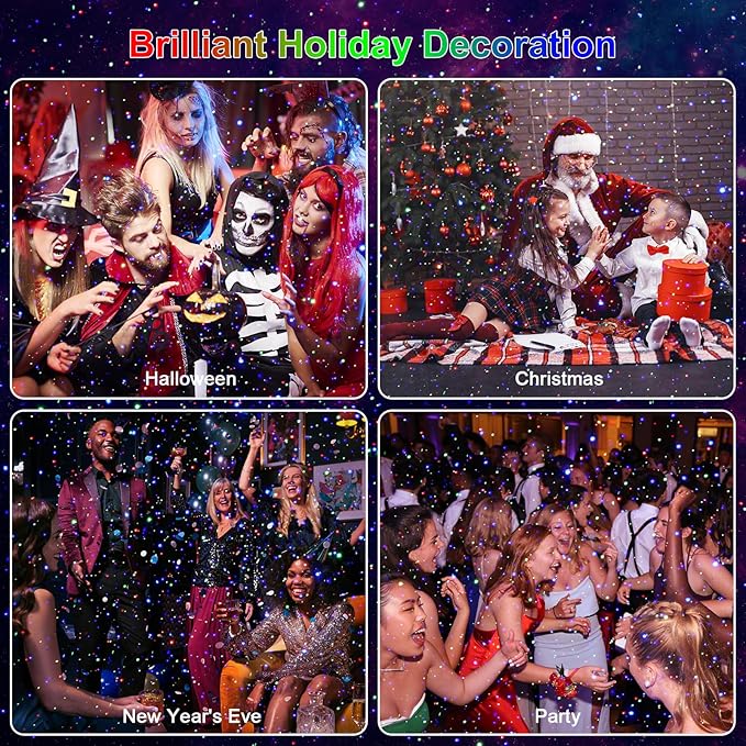 Laser Christmas Projector Lights Outdoor,3 Colors Laser Projection Light with Remote Moving Firefly Light Show,Waterproof Holiday Projector for Garden Patio Camping Party Decoration & Gift