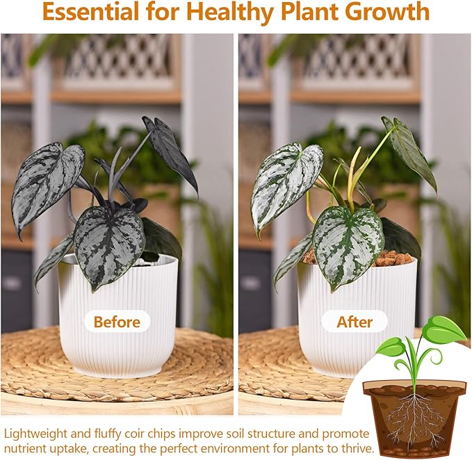 Legigo 2 Pack Coco Husk Chips- 2.2 LB 100% Organic Coconut Coir Chips Brick Potting Soil Mix with Low EC & PH Balance, Compressed Coconut Substrate Coco Chips Mulch Medium for Garden, Flowers, Plants