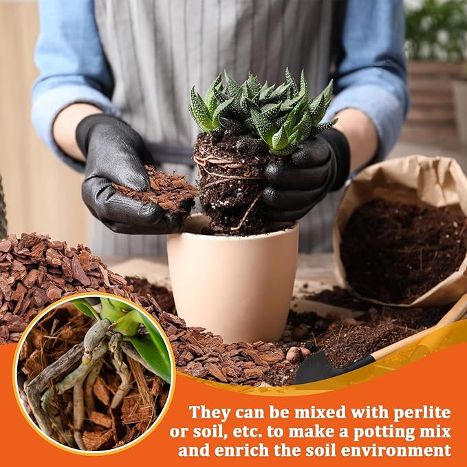 Legigo 10 Quarts Organic Orchid Potting Bark- All Natural Orchid Bark Potting Mix Pine Bark Wood Chips for Houseplant Mulch, Orchid Plants Root Development