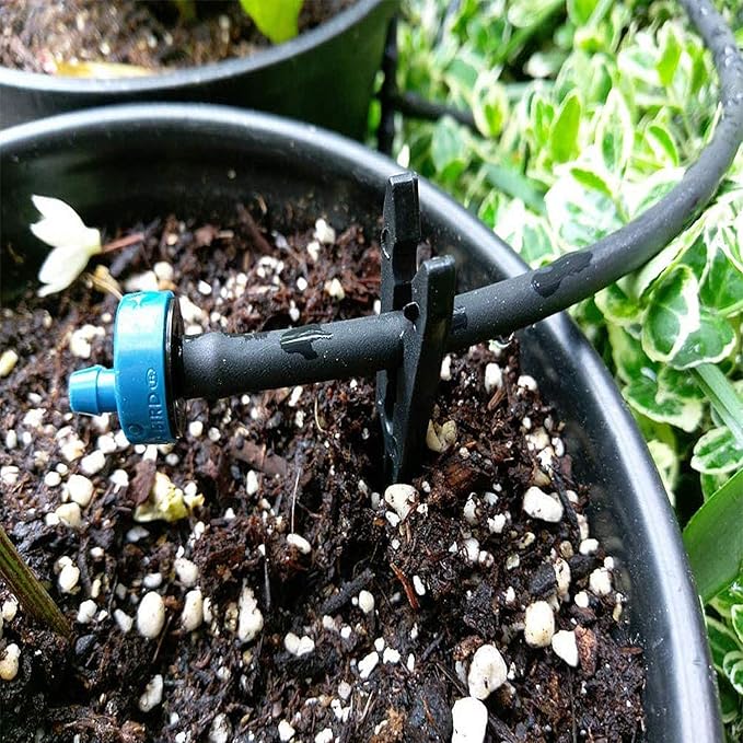 60 Pcs Drip Irrigation Stakes for 1/8" 1/4" Drip Tubing Hold Stakes for Garden Hydroponics Growing