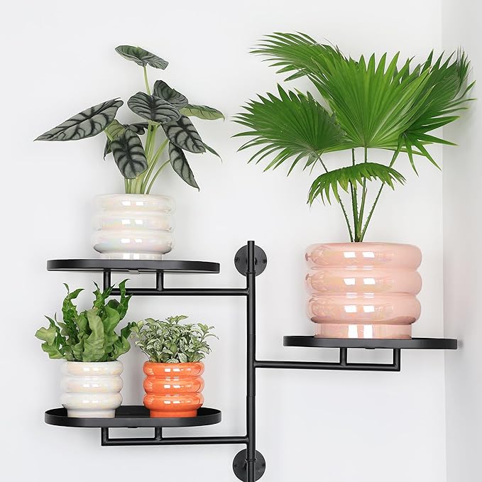 4.1 inch 4 pcs Ceramic Plant Pots for Indoor Plants, Rainbow Pearl Glaze Planter with Planters for Plants with Drainage Hole, Orchid Pots, Succulent Pot, Small Flower Pot (Orange)