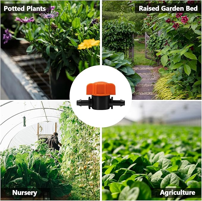 TTioDri 30 Pack 1/4" Drip Irrigation Valves, Drip Irrigation Shut Off Switch Valve for 1/4 Inch Drip Irrigation Tubing Water Flow Control Valve Drip Line Cut Off Valve for Garden Drip Systems