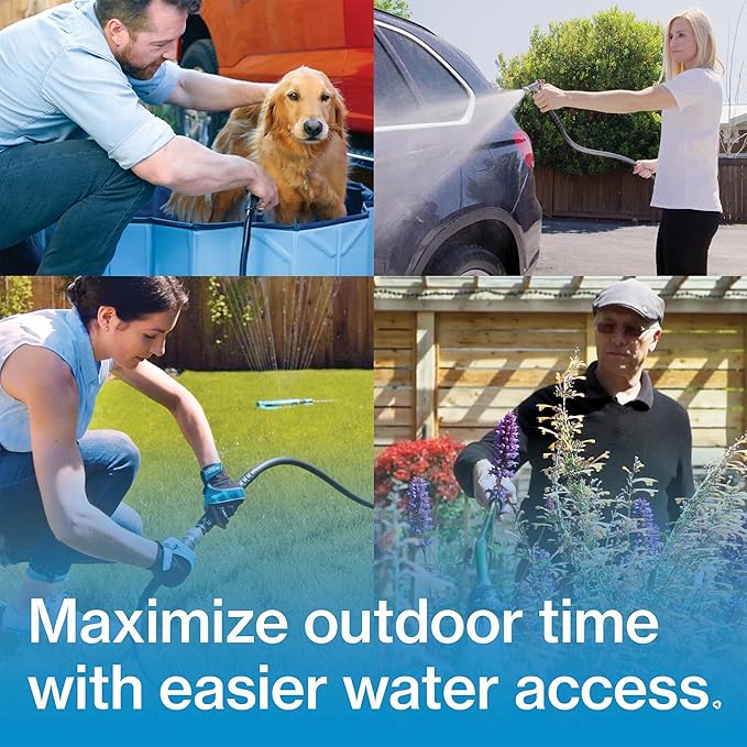 Aquor House Hydrant V1+ Frost Free Wall Hydrant Outdoor Faucet with Quick-Connect and Anti-Siphon, Freeze Proof Flush Hose Bib, 6 inch, Slate Gray