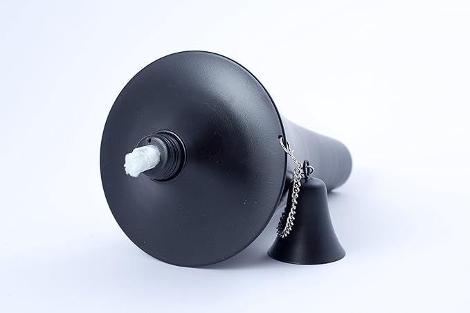 Set of 4, Oahu Premium Metal Patio Torches, 53" Tall- Tiki Style/w Snuffer, Fiberglass Wick & Large 16oz Oil Lamp for Deck, Patio, Lawn, Garden, Luau (Smooth Black)