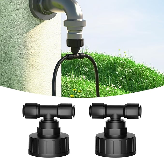 MIXC Drip Irrigation Parts,1/4 Inch Drip Irrigation Hose Connectors 3/4''Drip Irrigation Hose Adapter Connectors for Garden(Dual water outlet)