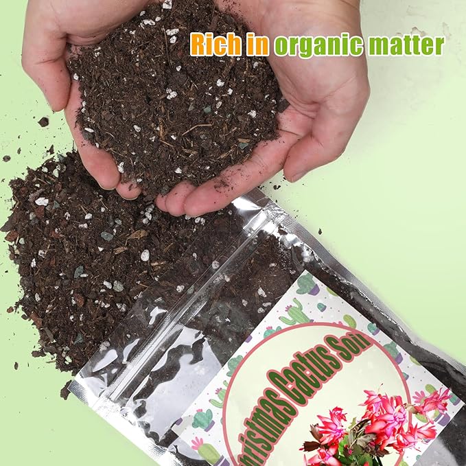 Christmas Cactus Potting Soil Mix 4qt, Ideal for Succulents, Christmas Cacti, and Other Indoor Potted Plantings