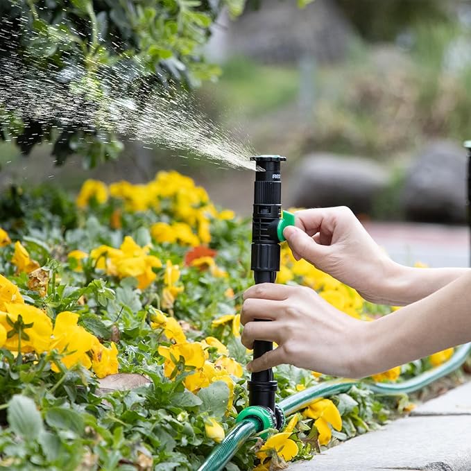 RESTMO Above Ground Sprinkler System, Flexible DIY Irrigation Kit, Multi-Adjustable Lawn Sprinkler & Hose Set, for Garden Plant, Flower Bed and Large Yard Area Watering
