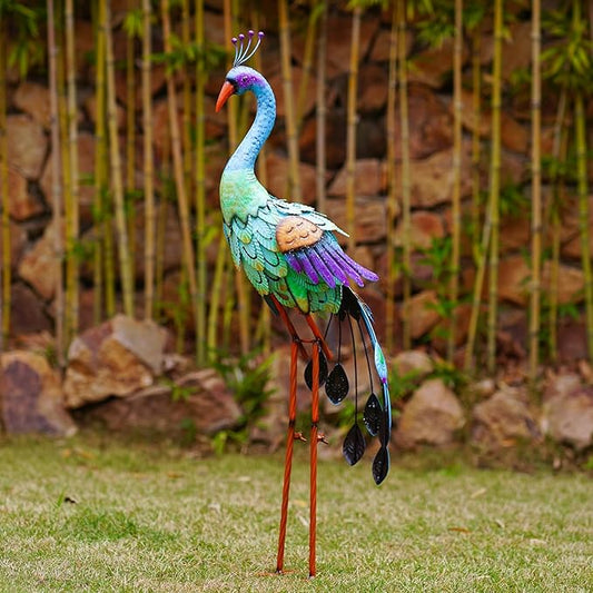 Nacome Metal Peacock Statues for Garden Decor: Outdoor Sculptures Clearance Lawn Ornaments for Patio Balcony Front Backyard - Unique Gifts for Grandma Mom