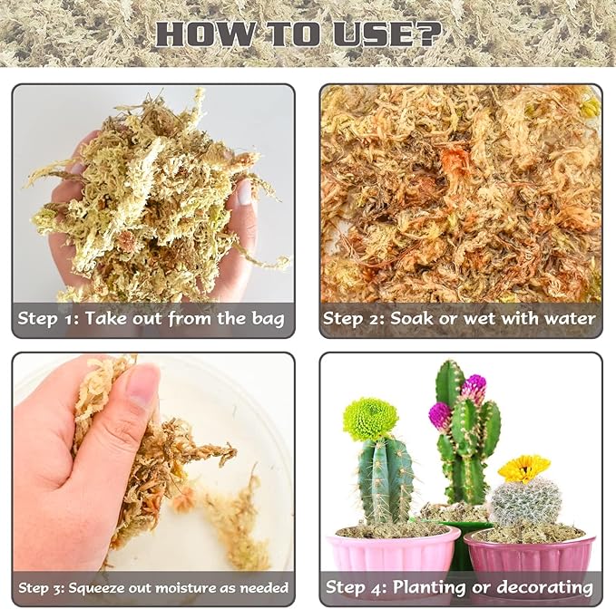 ZeeDix 226g Premium Sphagnum Moss for Plants, 12QT Natural Long Fibered Orchid Moss Sphagnum Peat Moss Bulk for Carnivorous,Orchid,Sarracenia,Succulent,Venus Fly Traps and Reptiles