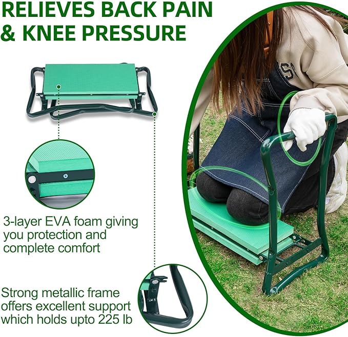 Backyard Expressions Garden Kneeler - Multi-Functional Gardening Seat and Kneeler