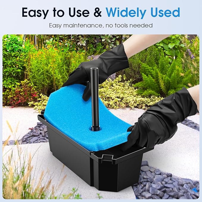 POPOSOAP Pond Filter with Pump Fountain Kits, 660GPH Pond Filter with 40W Pond Pump & Fountain Kit, Koi Pond Filters for Outdoor Ponds Clean, Clear, and Add Water Features(Corded Electric)