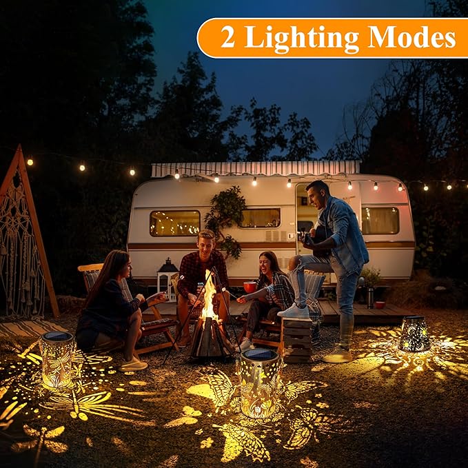 Toodour Solar Lantern Outdoor, Dragonfly Gifts for Women Mom Grandma Hanging Solar Outdoor Lights Waterproof, Hollow Out Retro Metal Dragonfly Lights for Patio, Balcony, Walkway, Yard Decorations