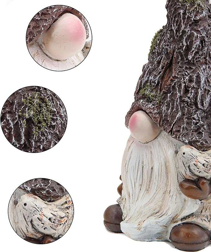 Leekung Garden Gnomes Statue Outdoor Decor,Gnomes Garden Decorations,Indoor gnome Figurine Woodstone Color for Home Decoration