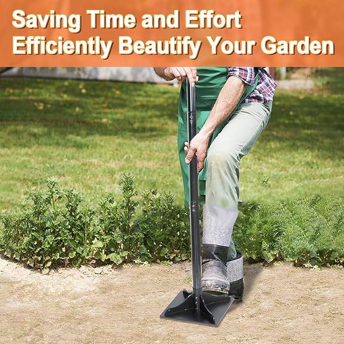 Heavy-Duty Steel Tamper, 8x8 Inch Hand Soil Tamper Garden Landscaping Tool for Ground & Gravel Leveling Dirt Compactor - Ergonomic Tamper Design, 48 Inches Total