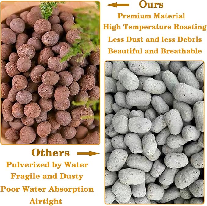 Legigo 10 LBS Organic Expanded Clay Pebbles, 4mm-16mm Lightweight Clay Leca Balls for Plants, Natural Hydroton Clay Pebbles for Hydroponic & Aquaponics Growing, Orchid Potting Mix, Drainage, Terrarium