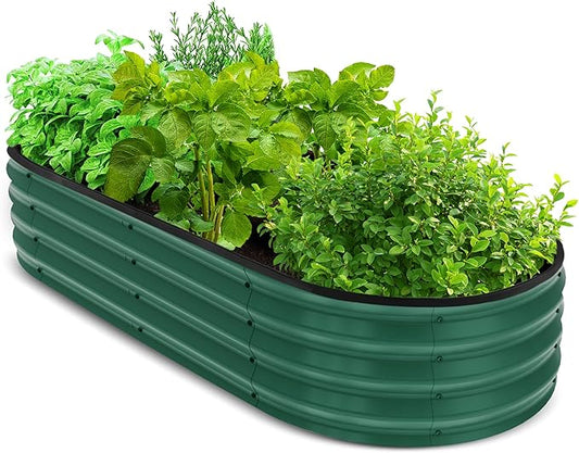 Utopia Home Galvanized Raised Garden Bed Kit 4x2x1ft, Planter Box Raised Garden Beds Outdoor, Easy Assembly Metal Raised Bed for Gardening Vegetables, Fruits, Flowers - Pack of 01 - Green