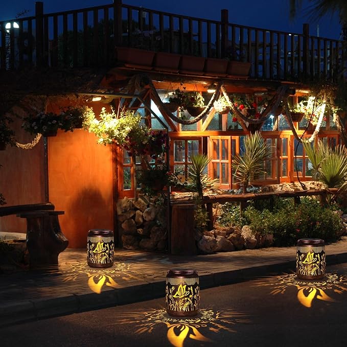 pearlstar Solar Lanterns Outdoor Waterproof Hanging Solar Lights Metal Butterfly Gifts for Women Mom Grandma Decor for Garden Yard Patio Balcony Path
