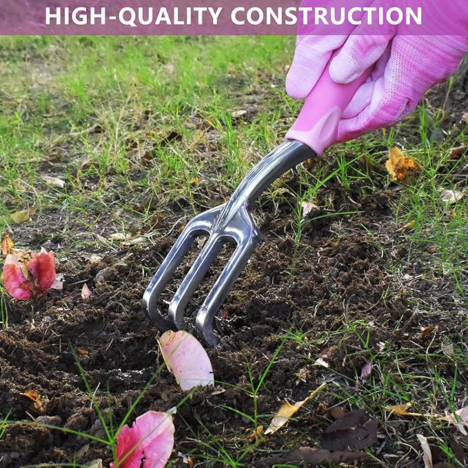 Artcome 9 PCS Garden Tool Set - Complete Garden Tool Kit with 7 Heavy Duty Garden Tools, Bag & Gloves - Uniform Pink Set - Garden Tool Set with Soft & Comfortable Grip - Ideal Gift for Women