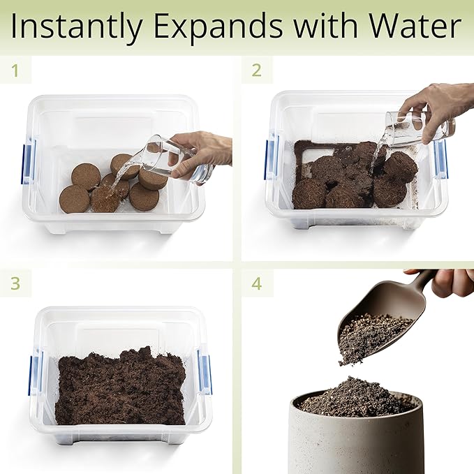 Bonsai Soil Discs for General Indoor Planting - Expands to 3.5 Quart (7.5 lb) | Premium Coconut Coir Well-Draining Expanding Soil Mix for Healthy Plants