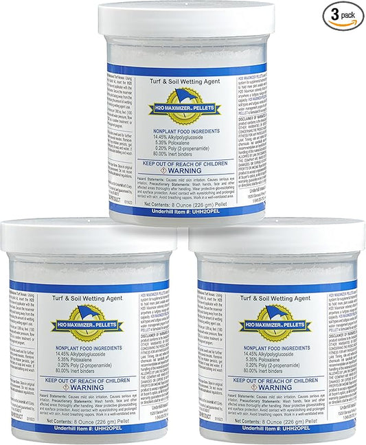 Underhill UHH20PEL H20 Maximizer Ultra Holding Wetting Agent Pellets Soil Surfactant for Lawn, Garden, Turf Grass, Golf Greens, 3 Tablets