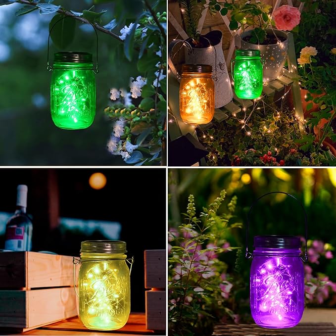 ZNYCYE Upgraded Solar Mason Jar Lights, 12 Pack 30 Led String Fairy Star Firefly Jar Lids Lights, Jars Not Included, Best for Mason Jar Decor,Great Outdoor Lawn Decor for Patio Garden, Yard (6 Colors)
