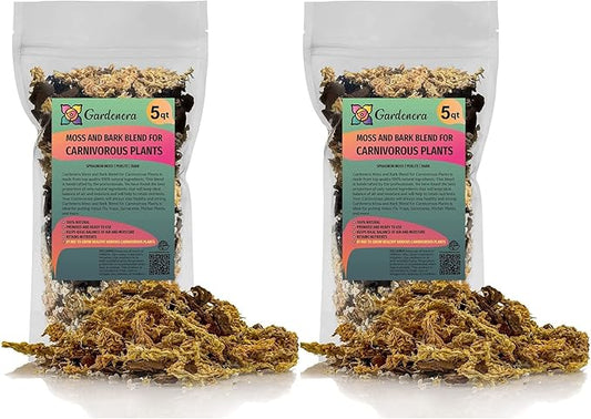 Premium Sphagnum Moss, Perlite and New Zealand Pine Bark Blend for Carnivorous Plants - 10 Quart - Perfect for Venus Fly Traps, Pitcher Plants, Sarracenia, Butterworts, and Sundews by GARDENERA