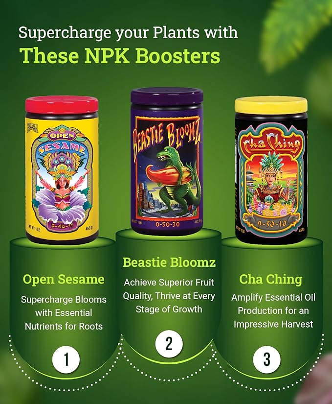 FoxFarm Soluble Nutrient Trio Pack - Open Sesame, Beastie Bloomz, Cha Ching, High-Octane Fertilizers for Hydroponic & Soil - Support Flowering & Bud Density (3-1 lb Jars)