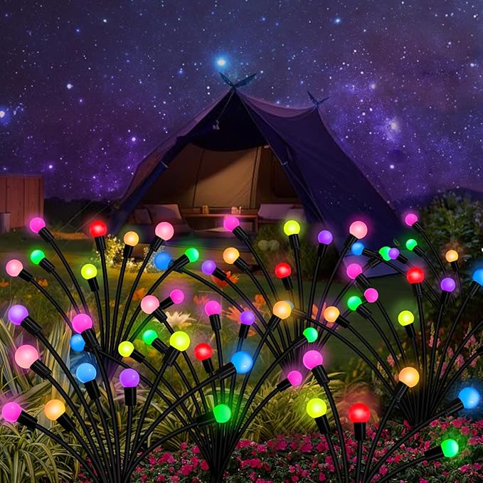 Kohlrabi Solar Garden Lights Outdoor, 4 Pack 40 LED Solar Firefly Lights Waterproof, Sway by Wind, Solar Swaying Light for Yard Patio Backyard Garden Planter Flower Bed Pathway Outdoor Decoration