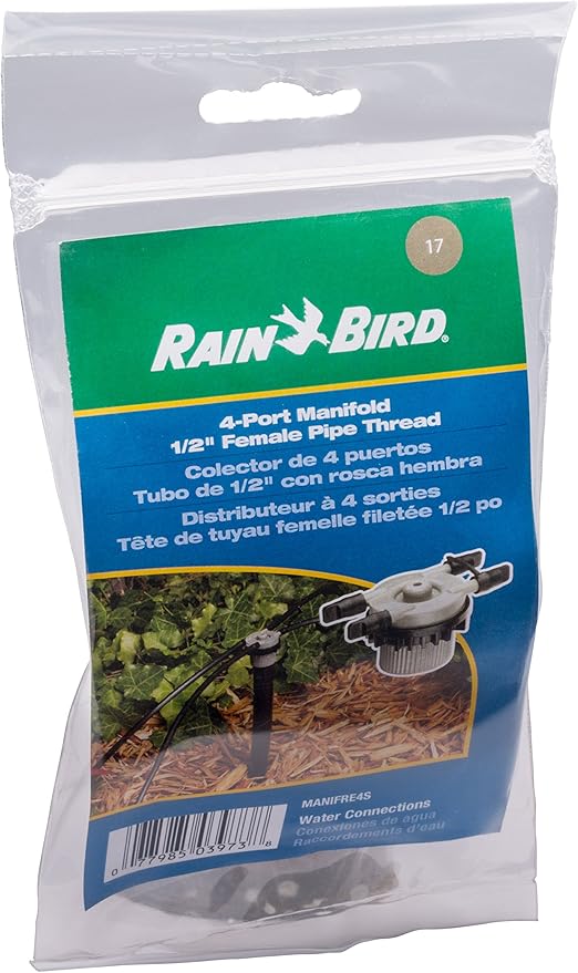 Rain Bird MANIFRE4S Drip Irrigation 4-Port Manifold, Unregulated Free Flow