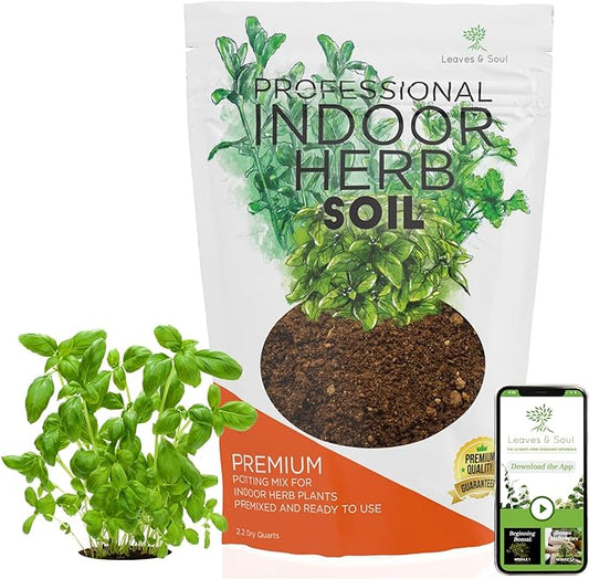 Professional Indoor Herb Plant Soil | Large 2.2 Quarts Ready to Use for Kitchen Herbs, Gardens, Cooking Herbs | Peat Moss, Coco Coir, Perlite, Dolomite | Made in USA