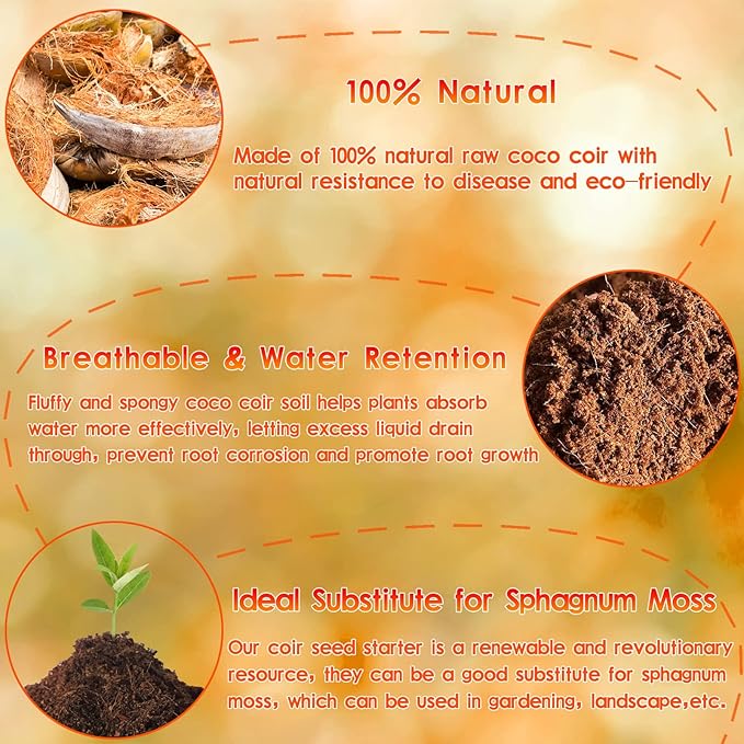 Legigo 8 Pack Premium Coco Coir Brick for Plants- 100% Organic Compressed Coconut Coir Bricks Starting Mix, Coco Coir Fiber Coconut Husk for Planting, Gardening, Potting Soil Substrate, Herbs