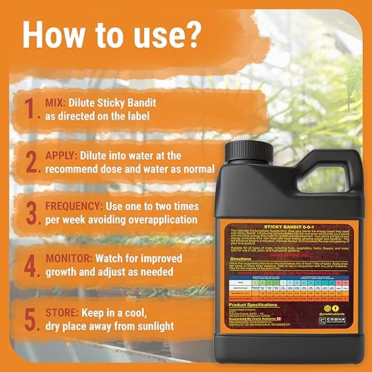 Cronk Nutrients Sticky Bandit Plant Food Carbohydrate – Boost Plants Flavour and Resin Production – Suitable for Soil, Soilless and, Hydroponic – Increase Aroma and Taste, 4L