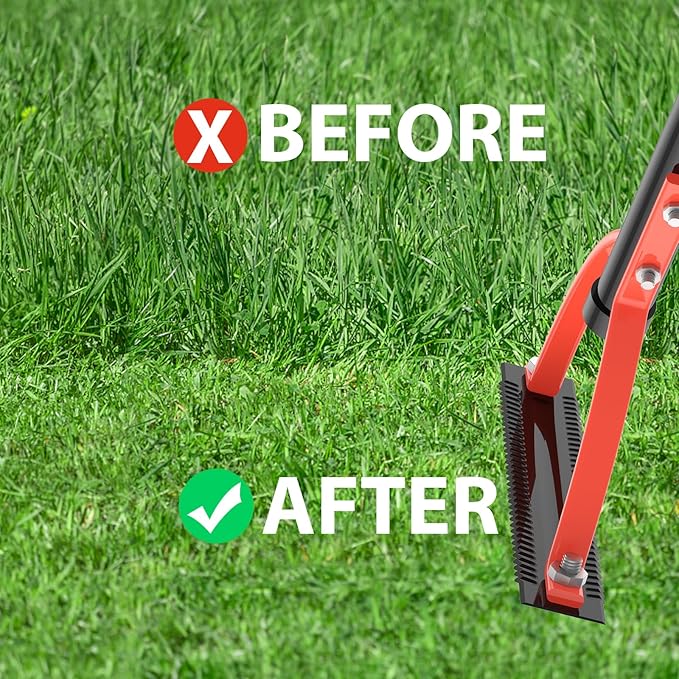 Weed Grass Cutter with Double-Edged Serrated Sharp Steel Blade, [2025 Upgraded] 63 Inch Long Handle Garden Manual Grass Whip, Manual Weeders, Weeder Tool for Yard Long Handle for Garden Lawns Yard