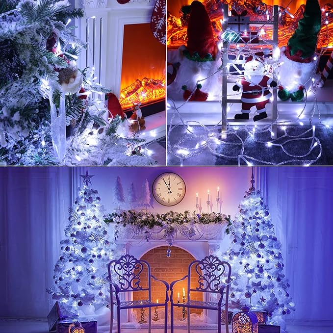 338Ft Christmas Lights Outdoor, 1000 LED Christmas String Lights with 8 Modes, Timer, Waterproof Fairy Twinkle Lights for Christmas Party, Garden, Wedding, Holiday, Xmas Tree Decorations (Cool White)
