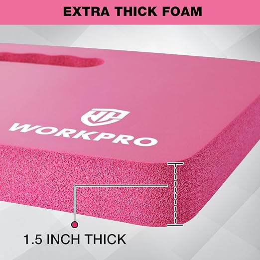 WORKPRO Extra Thick Kneeling Pad, 2-Pack, Soft Foam Cushioning for Knee, Large Foam Kneeler Mat for Gardening, Bathing Baby, Workout Supplies, 17.5 x 11 x 1.5 in, Pink