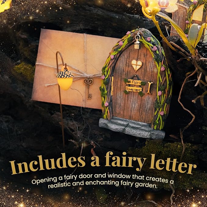 Opening Fairy Door and Window with Light, Fairy Doors for Trees Outdoor, Fairy Door, Fairy House Kit, Fairy Garden Decor, Fairy Doors, Fairy Garden Decor, Fairy Garden Decorations, Garden Fairy