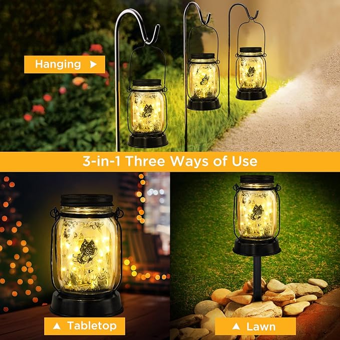 kyoryuger Butterfly Solar Lanterns, Gifts for Women Mom Grandma, Christmas Mom Gifts, Unique Birthday Gifts for Butterfly Lovers, Solar Garden Decoration Outside for Yard, Patio,Backyard,Porch