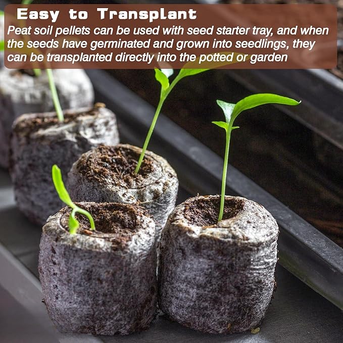 ZeeDix 50Pcs 50mm Peat Pellets for Seedlings, Seed Starter Pods Seed Starting Plugs Soil, Compressed Nutrient Block Potting Soil Discs Pellet for Planting Herbs Flowers Vegetables