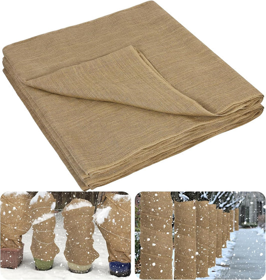 ANPHSIN 50ftx40in Natrual Burlap Plant Covers Freeze Protection - Winter Frost Plant Blankets, Frost Cloth Tree Wrap for Outdoor Bushes Trees Potted Plants Cold Weather