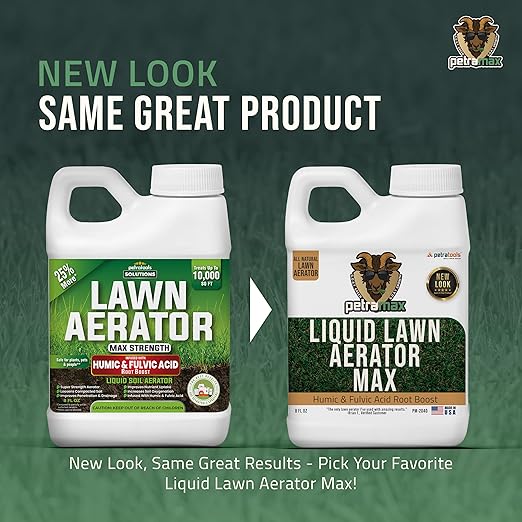 PetraMax Liquid Aeration for Lawn with Humic & Fulvic Acid Biostimulants, Liquid Aerator, Liquid Aerator, Soft Soil Liquid Aerator, Lawn Aeration, Soil Loosener, Soil Aerator, 10,000 sq ft (8 Oz)