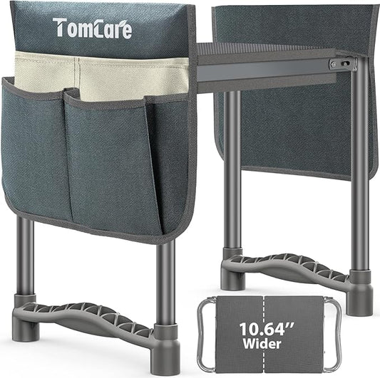 TomCare Upgraded Garden Kneeler and Seat Widen Soft Kneeling Pad Garden Tools Stools Garden Bench with 2 Larger Tool Pouches Outdoor Foldable Sturdy Gardening Tools Gifts for Gardeners, Grey