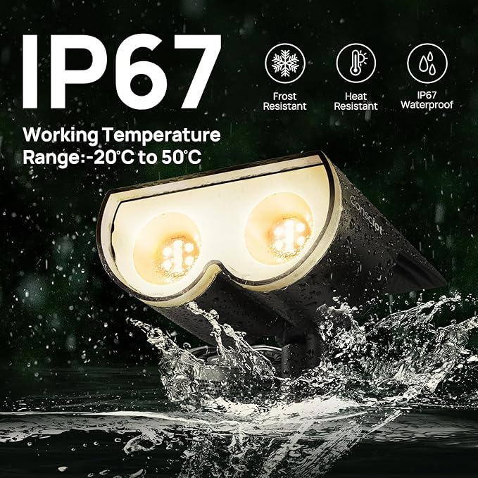 Solar Spot Lights Outdoor, Consciot 16 LEDs IP67 Waterproof Solar Outdoor Lights, Auto On/Off Solar Landscape Spotlights, 2-in-1 Adjustable Wall Lights for Garden Yard Pathway, 2 Pack (Warm White)