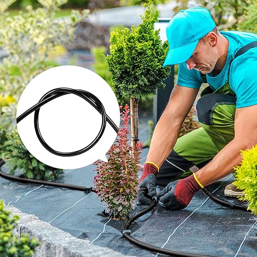 Yaomiao 984 ft Drip Irrigation Hose 1/4 Inch Blank Distribution Tubing Drip Irrigation Drip Line Watering Drip Automatic Irrigation Equipment Set for Garden Flower Bed Greenhouse Flower (Black)