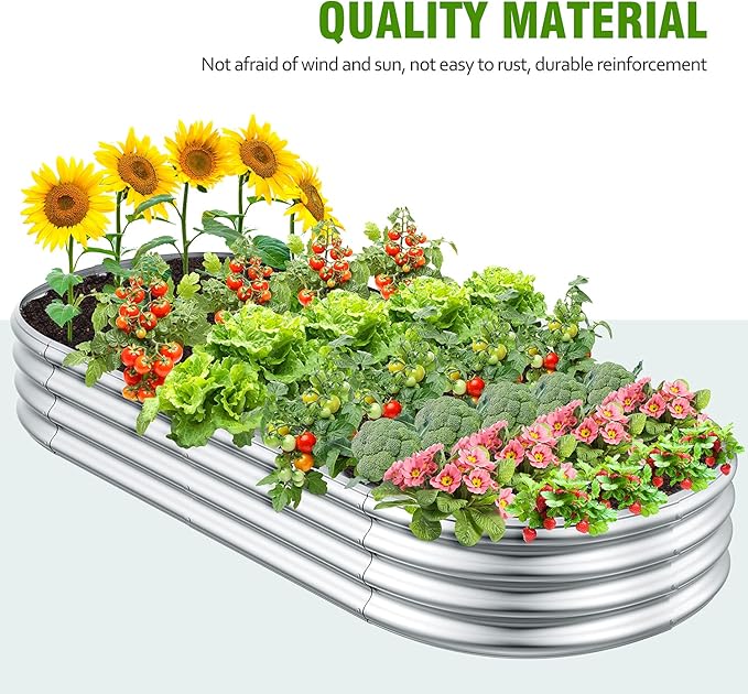 2 Pcs 9 x 3 x 1 FT Galvanized Steel Raised Garden Bed, Large Galvanized Steel Outdoor Planter Box for for Easy to DIY and Clean - Raised Garden Beds Outdoor for backyards, terraces and Balconies