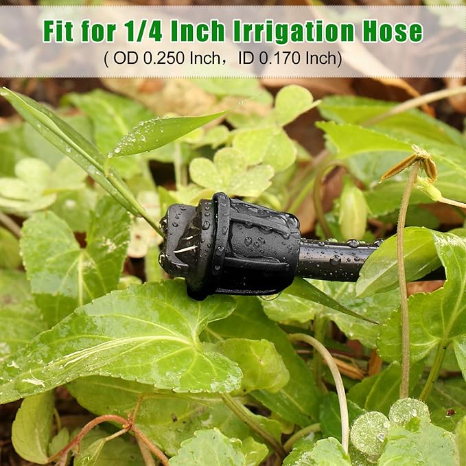 JAYEE 1/4 Inch Drip Irrigation Fittings, Barbed Locked End Plugs for ¼ in. Tubing, 25 Pcs Drip Line Parts Irrigation End Closure with Locked Nuts for Garden Lawn Sprinkler Systems, Black