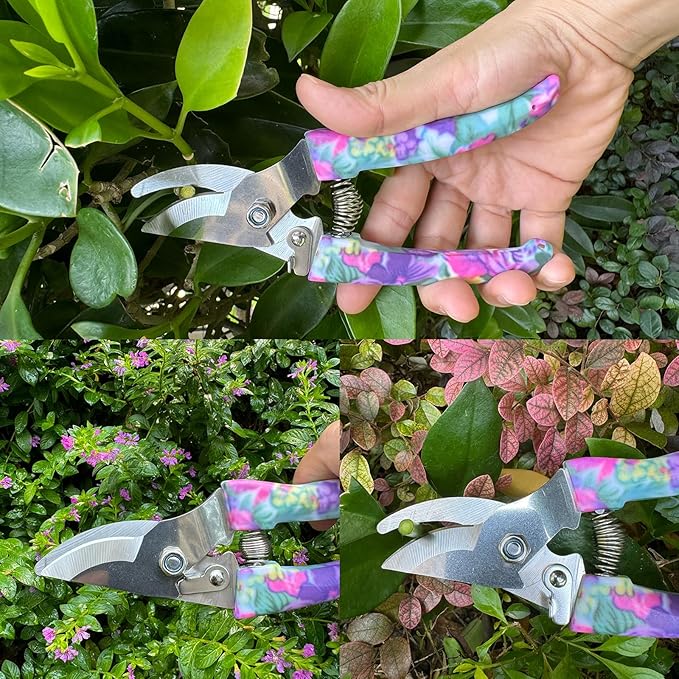 Garden Tool Set 15pcs, Potable Durable Gardening Tools Gift with Anti-Rust Shovel Shears Water Sprayer Digging Claw Gloves Store Case Ideal Gardening Set for Women Great Gift Purple