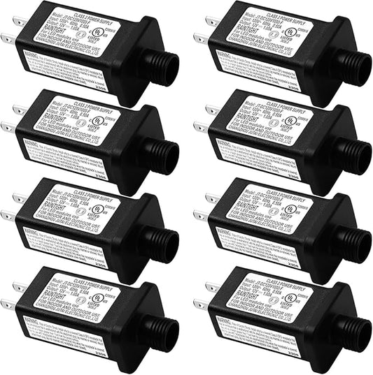 Replacement Yard Inflatable Adapter Power Supply Adaptor - 12V 1.0A 8Pcs - Inflatable Plug Replacement Class 2 Power Supply - for Christmas Tree Light/Thanksgiving Yard Blow Up Decorations