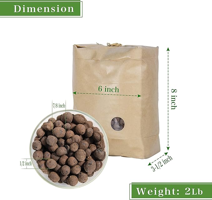D'vine Dev Ceramic Planter Filler Balls 3qt, Expanded Porous Clay Pebbles Beads for Hydroponic, Gardening, Orchids, 97-F-1