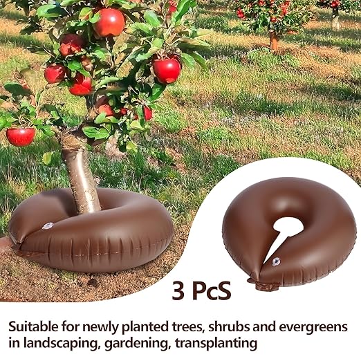 TezhiIe 3 Pack 15 Gallon Tree Watering Ring Bag, PVC Drip Irrigation Water Pouch Automatic Drip System, Watering Donuts for Trees, Deep Root & Low-Profile Slow Release Watering Bag