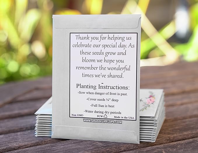 Pre-Filled Wildflower Seed Packet for Wedding Favor Baby Showers Bridal Shower Love Laughter and Happily Ever After Party Favors for Guests - Plant Year-Round Seed Mix - White Pack of 20